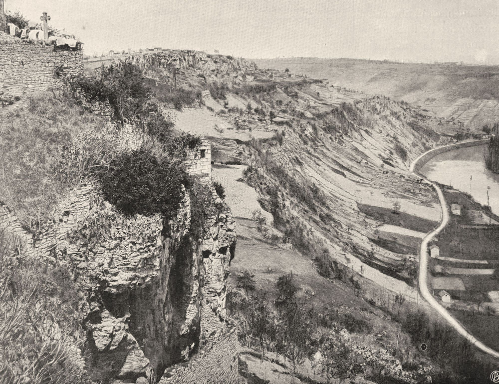 LOT. Vue prise de Capdenac-le-Vieux 1904 old antique vintage print picture